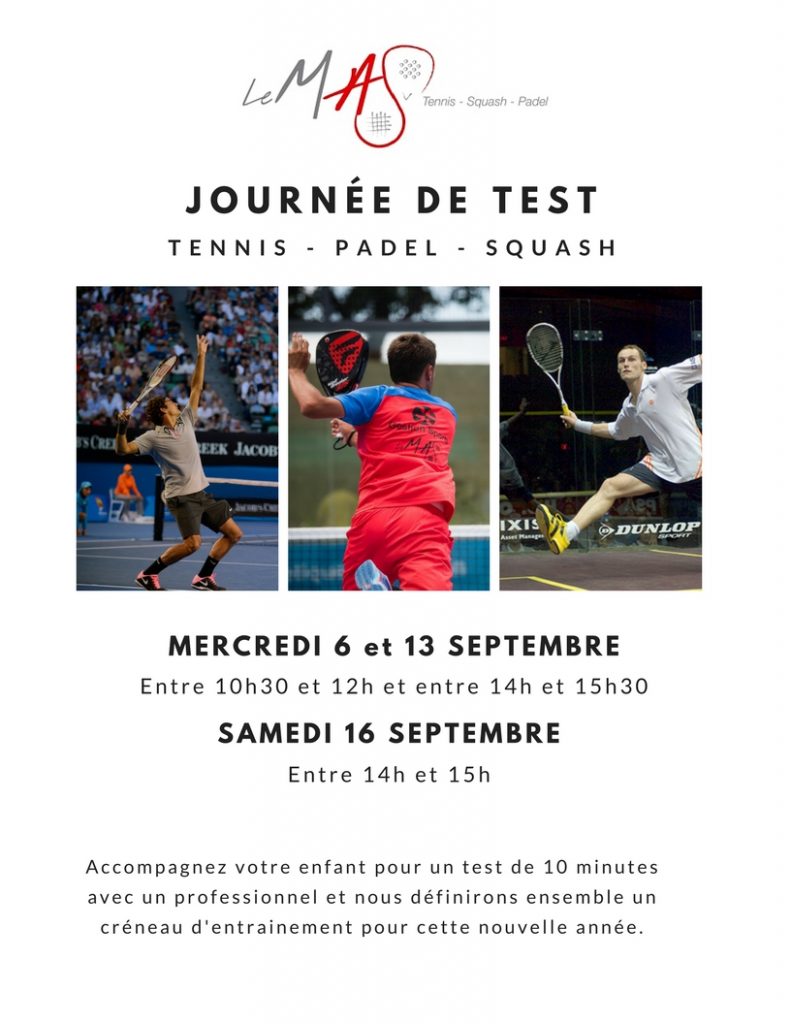Journée des tests 2017 Tennis Squash Padel Perpignan